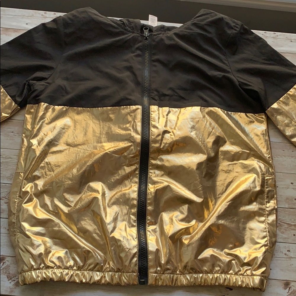 Kids black and gold metallic windbreaker